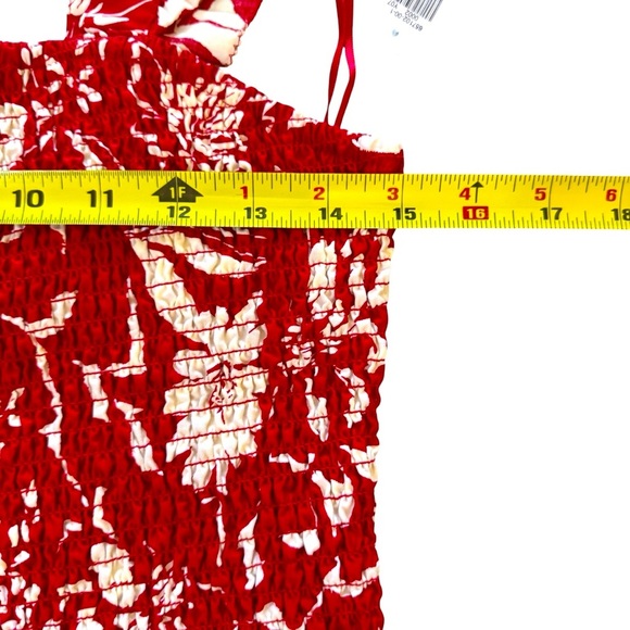 Old Navy Floral Red White Smocked Fitted Ruffle Tank Top M NWT - Picture 6 of 7